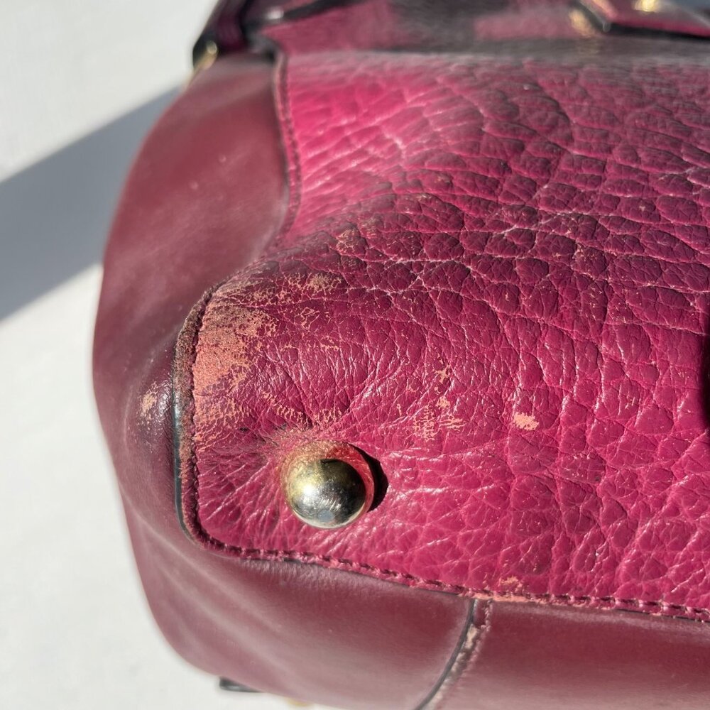 Burberry‎ Heritage Clarborough Tote Grain Smooth Calfskin Damson Magenta Bag - Picture 11 of 16